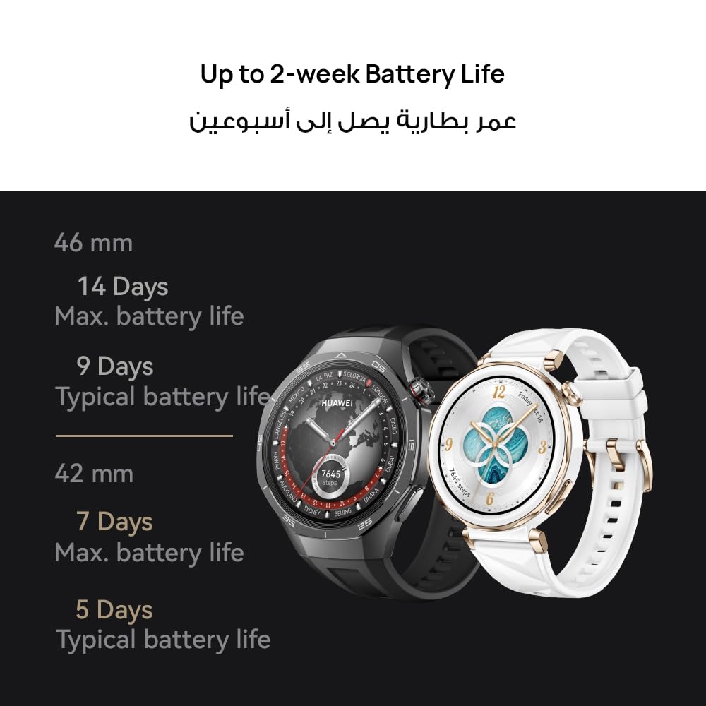 HUAWEI WATCH GT5 Pro 46 mm Smartwatch, Sharp-Edged Design, upto14 Days Battery Life, Pro-level Sports Watch, iOS & Android Compatible, HUAWEI Care+, 3 Month Extra warranty, Titanium + Gifts