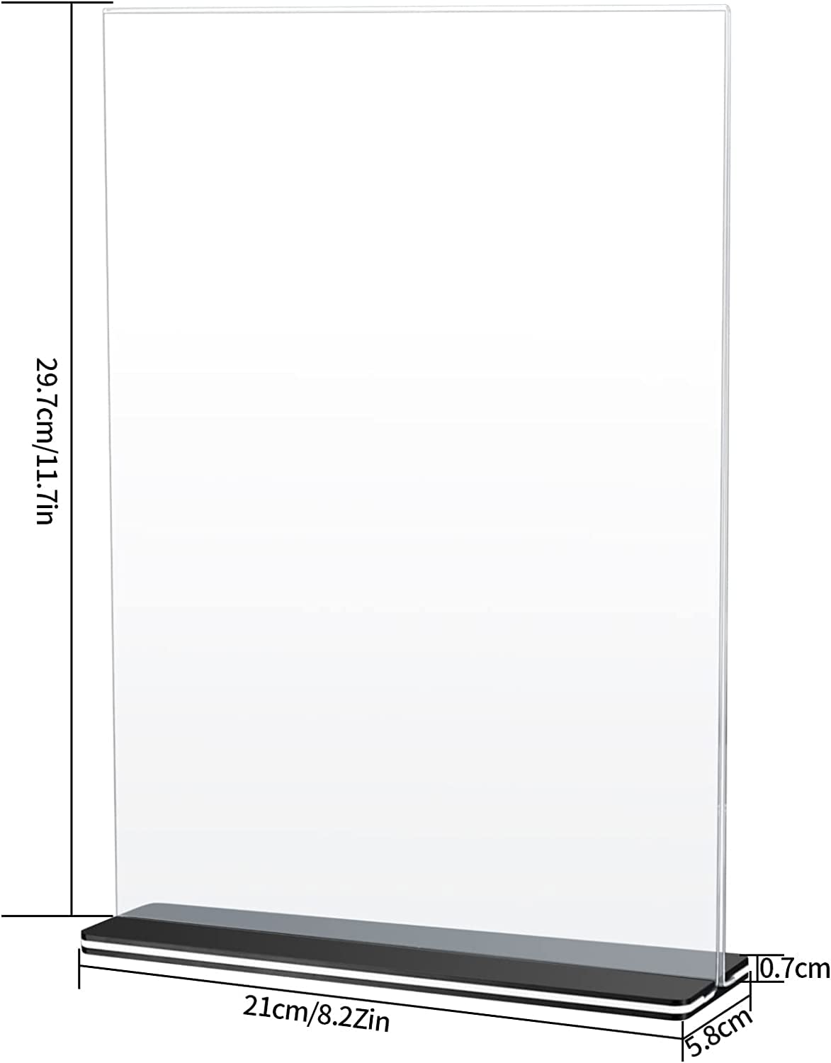 QOOSIKICC 2 Pcs Acrylic Sign Holders A4 Size, Clear Table Desktop Menu Display Stands, Paper Table Top Sign Display Holders for Restaurants, Office, Home, Store, Photo Frames, Meetings