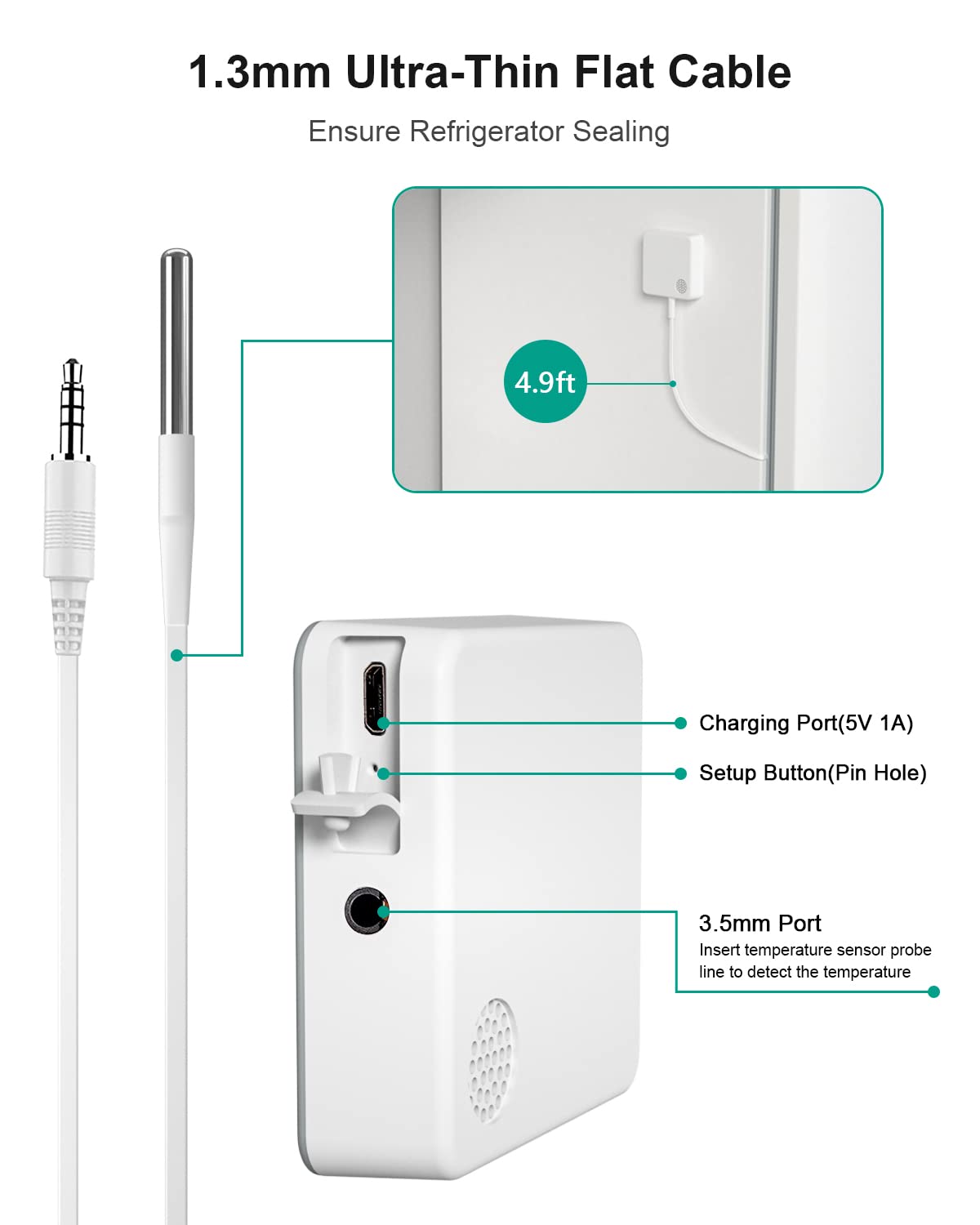 MOCREO WiFi Thermometer Freezer Alarm, Email Alert, App Notification, Data Record Export, No Subscription Fee, Remote Wireless Temperature Sensor for Refrigerator, Freezer, Hot Tub (2 Pack) …