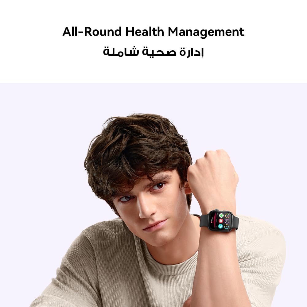 HUAWEI WATCH FIT 3, 1.82" AMOLED Display, Ultra-Slim Design, All-Round Fitness Management, Comprehensive Health Management, Durable Battery Life, Compatible with iOS & Android, Black