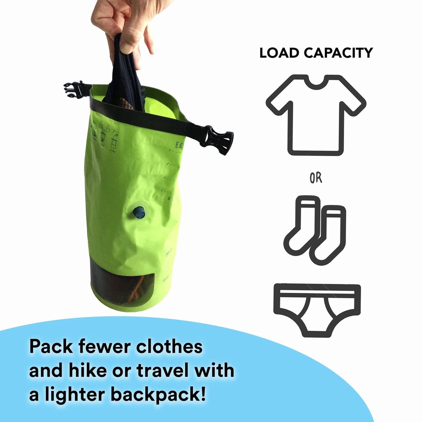 Scrubba Mini Wash Bag Ultra-Compact Laundry Bag Ideal for Travel, Camping & Hiking | Portable Washer & Dry Bag, Must-Have Travel Essentials Green Small