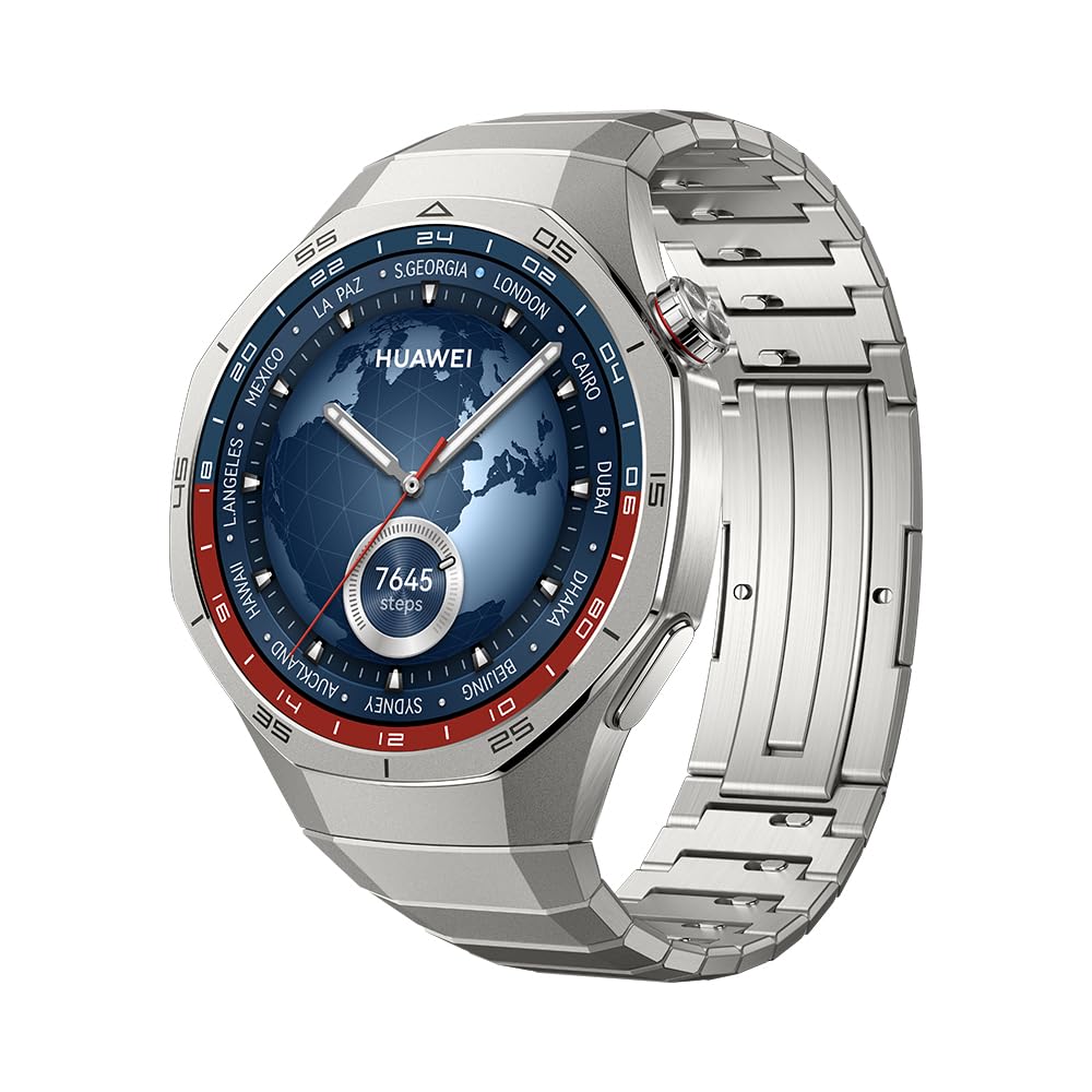 HUAWEI WATCH GT5 Pro 46 mm Smartwatch, Sharp-Edged Design, upto14 Days Battery Life, Pro-level Sports Watch, iOS & Android Compatible, HUAWEI Care+, 3 Month Extra warranty, Titanium + Gifts