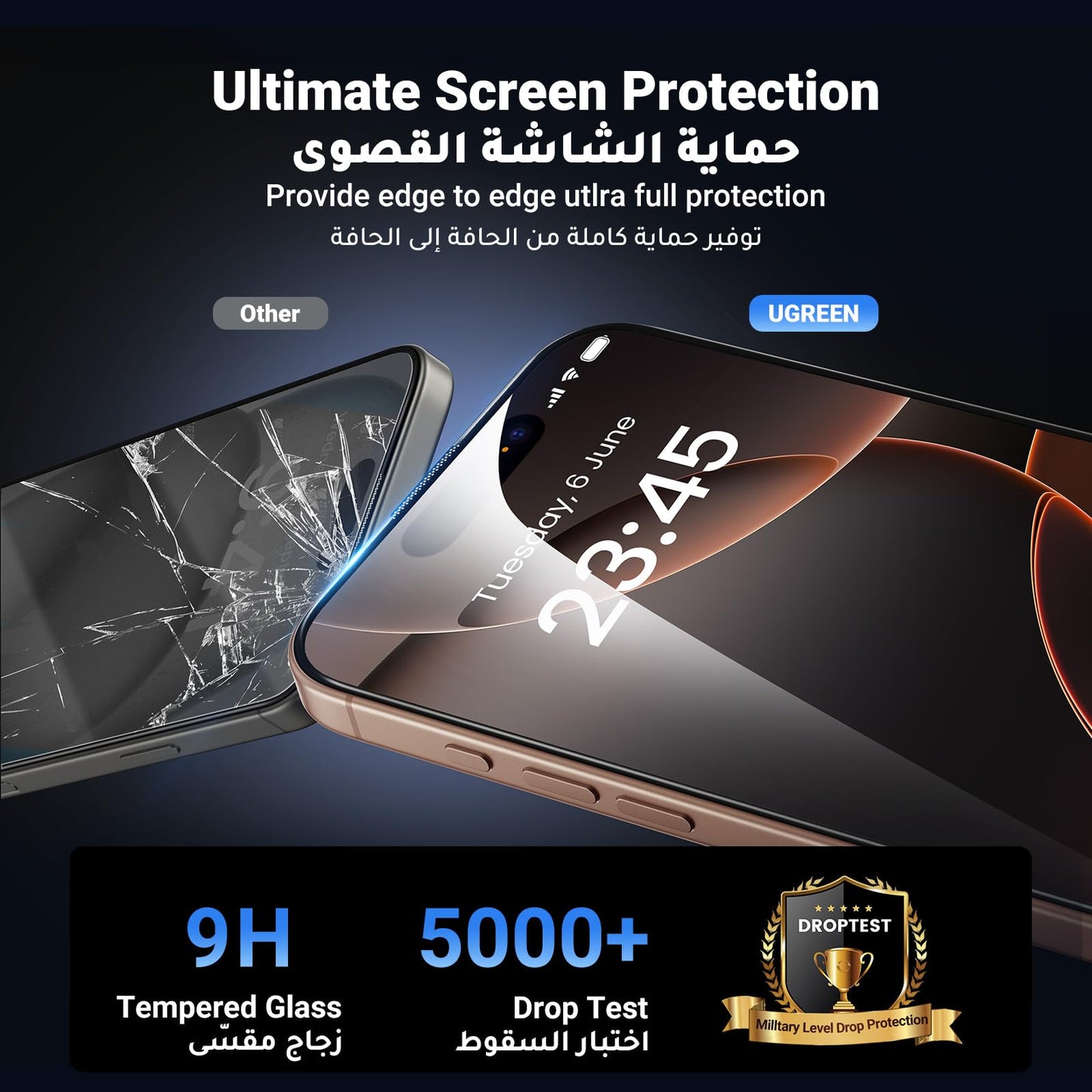 UGREEN iPhone 16 Pro Max Screen Protector 6.9''【Innovative Auto Installation】【9H+ Unbreakable Protection】1:1 Full Coverage Tempered Glass Screen Protector Case Friendly HD Clear Phone Screen (2 Pack)