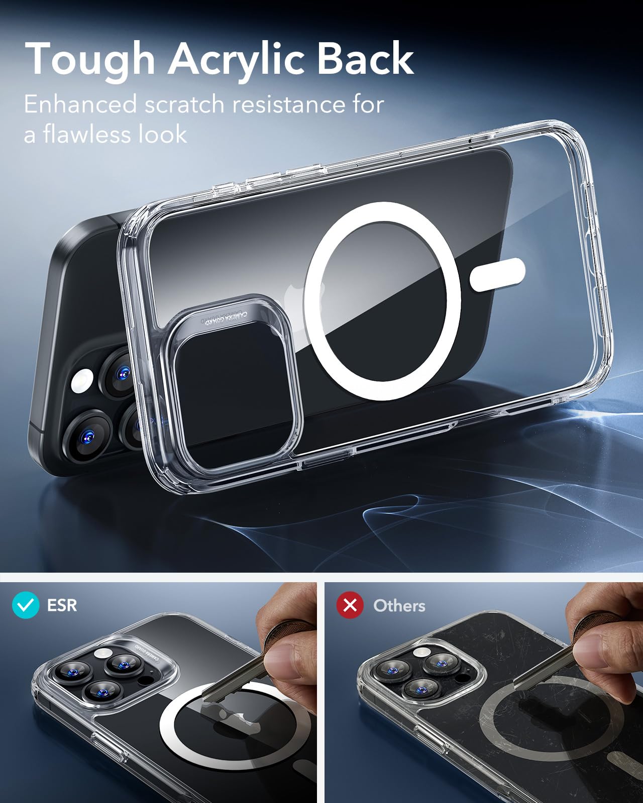 ESR for iPhone 16 Pro Max Case, Camera Control, Compatible with MagSafe, Shockproof Military-Grade Protection, Magnetic Phone Case for iPhone 16 Pro Max, Classic Hybrid Case (HaloLock), Clear