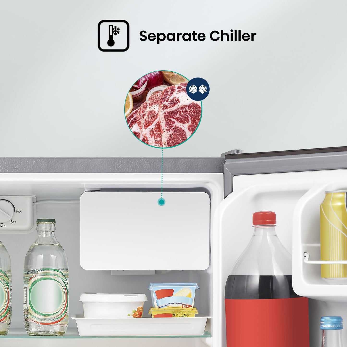 Hisense 60 Liter Compact Single Door Refrigerator, Silver - RR60D4ASU"Min 1 year manufacturer warranty"