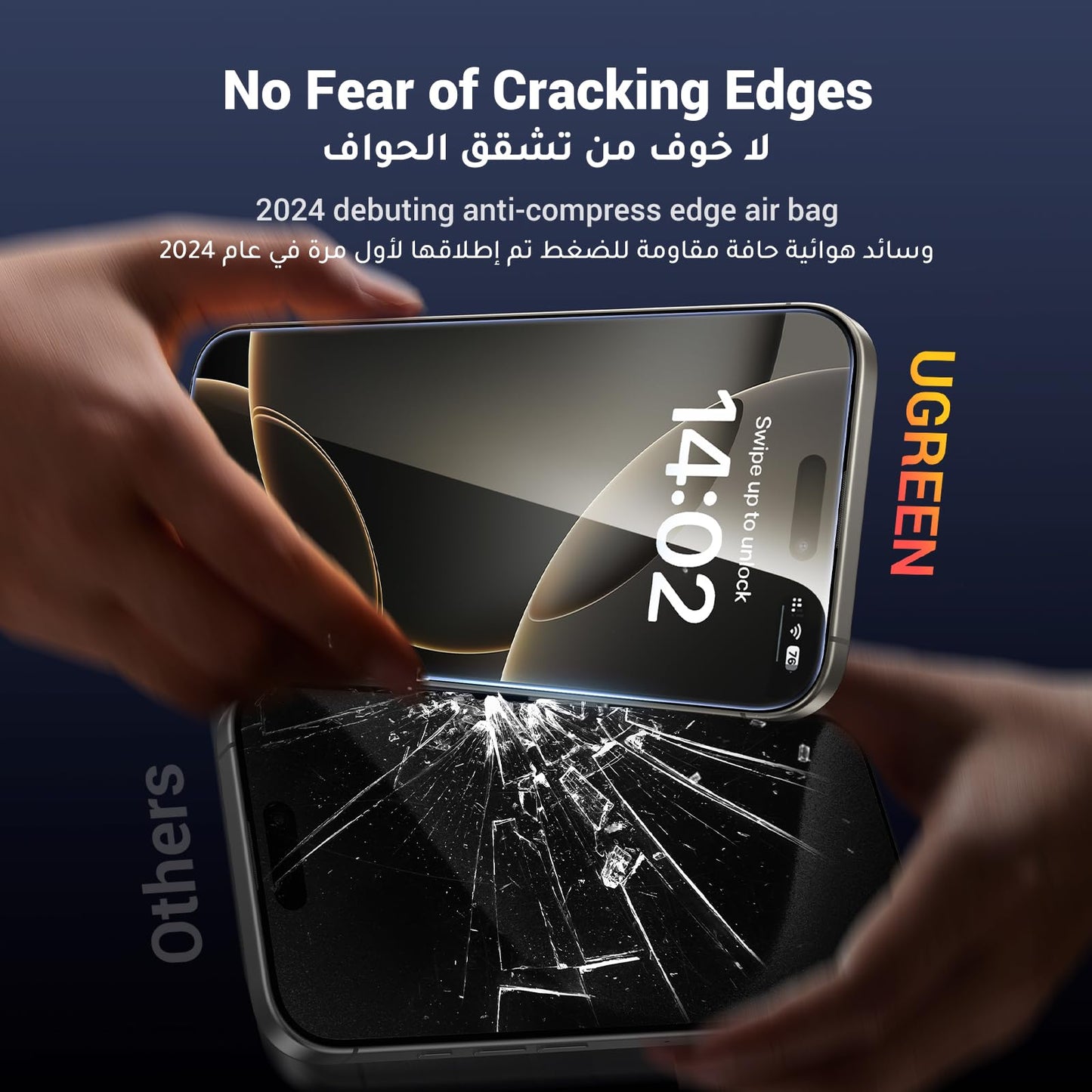 UGREEN iPhone 16 Pro Screen Protector 6.3''【9H+ Unbreakable Protection】【HD Ultra Clear】Military-Grade Tempered Glass Screen Protector Easy to Install Phone Screen Protector Fit for Most Cases