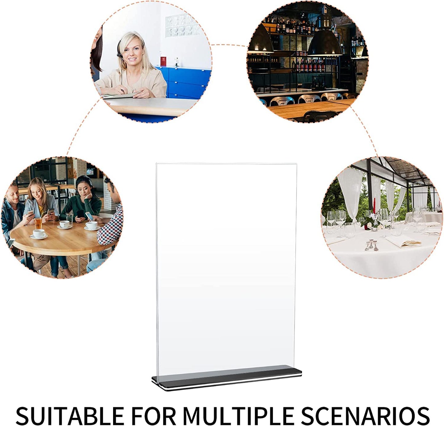 QOOSIKICC 2 Pcs Acrylic Sign Holders A4 Size, Clear Table Desktop Menu Display Stands, Paper Table Top Sign Display Holders for Restaurants, Office, Home, Store, Photo Frames, Meetings