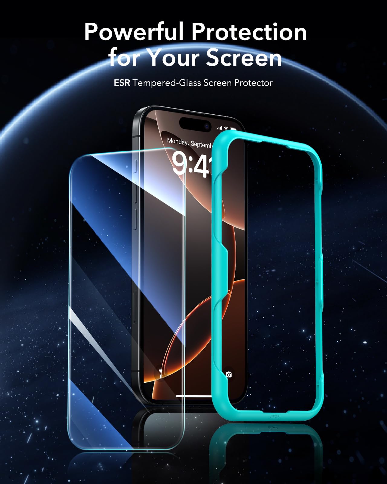 ESR 3 Pack for iPhone 16 Pro Screen Protector, Tempered Glass Film with Easy Installation Tool, 9H Hardness, Military-Grade Shatterproof, HD Clear, Scratch Resistant