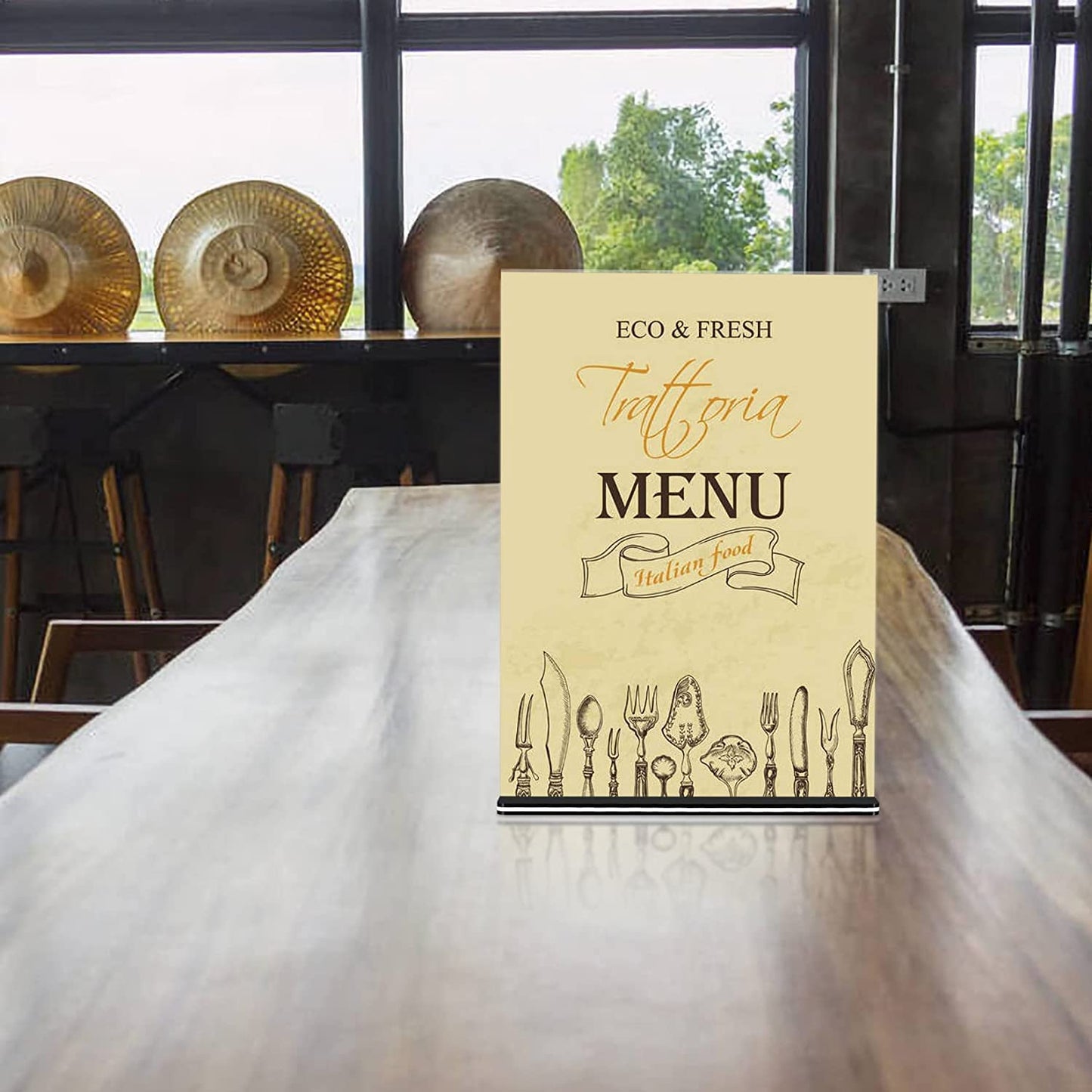 QOOSIKICC 2 Pcs Acrylic Sign Holders A4 Size, Clear Table Desktop Menu Display Stands, Paper Table Top Sign Display Holders for Restaurants, Office, Home, Store, Photo Frames, Meetings