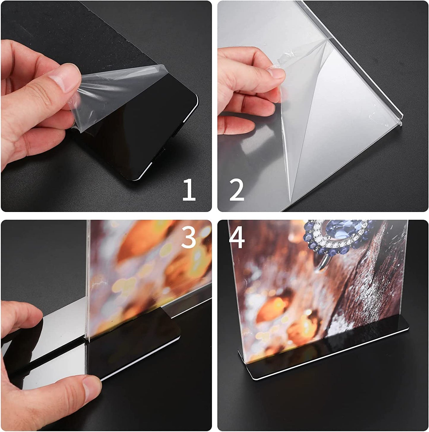 QOOSIKICC 2 Pcs Acrylic Sign Holders A4 Size, Clear Table Desktop Menu Display Stands, Paper Table Top Sign Display Holders for Restaurants, Office, Home, Store, Photo Frames, Meetings