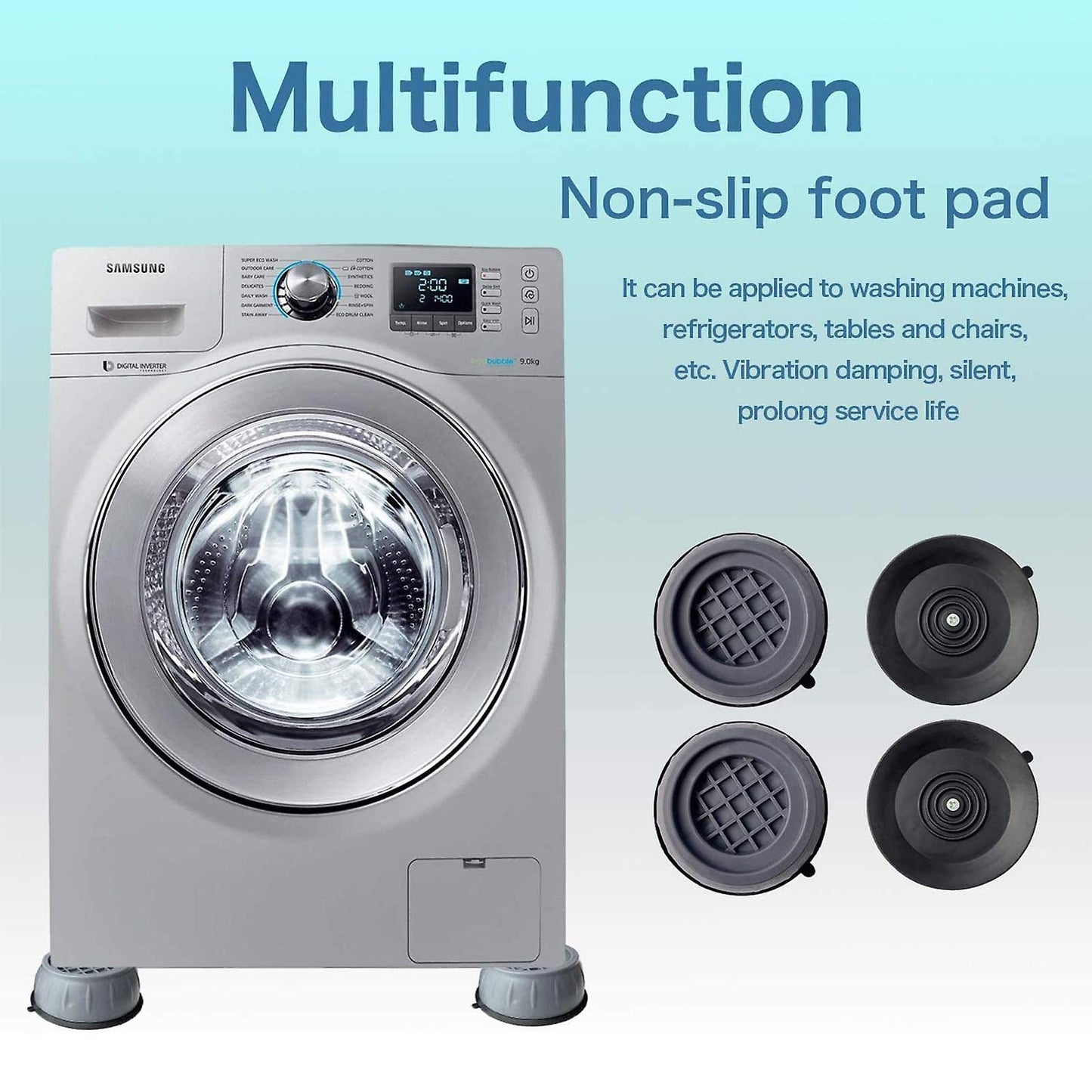 SKY-TOUCH 4pcs Anti Vibration Pads for Washer Dryer Shock and Noise Cancellation, Washing Machine Stand to Prevent Shifting, Shaking Walking for Home
