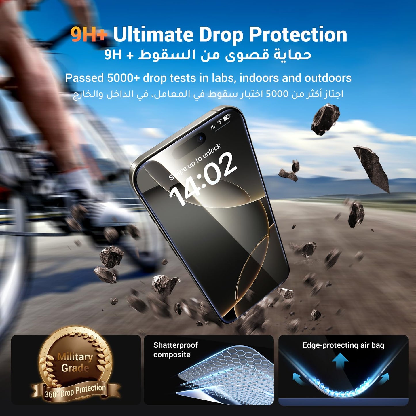 UGREEN iPhone 16 Pro Screen Protector 6.3''【9H+ Unbreakable Protection】【HD Ultra Clear】Military-Grade Tempered Glass Screen Protector Easy to Install Phone Screen Protector Fit for Most Cases