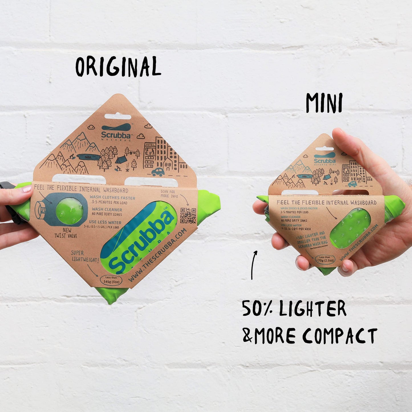 Scrubba Mini Wash Bag Ultra-Compact Laundry Bag Ideal for Travel, Camping & Hiking | Portable Washer & Dry Bag, Must-Have Travel Essentials Green Small