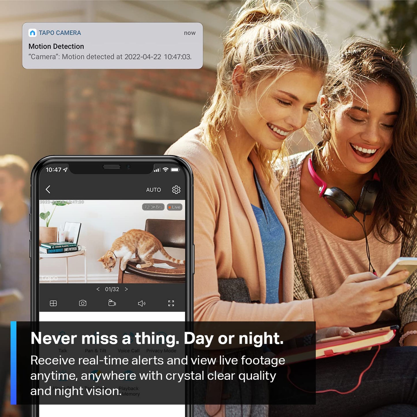 Tapo TP-Link Pan/Tilt Security Camera for Baby Monitor, Pet Camera w/Motion Detection, 1080P, 2-Way Audio, Night Vision, Cloud & SD Card Storage, Works with Alexa & Google Home ( C200)