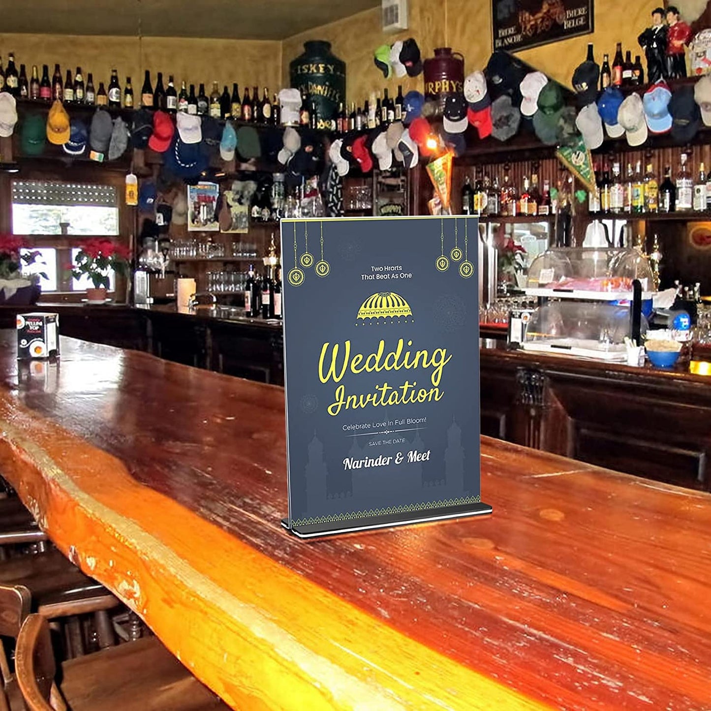 QOOSIKICC 2 Pcs Acrylic Sign Holders A4 Size, Clear Table Desktop Menu Display Stands, Paper Table Top Sign Display Holders for Restaurants, Office, Home, Store, Photo Frames, Meetings